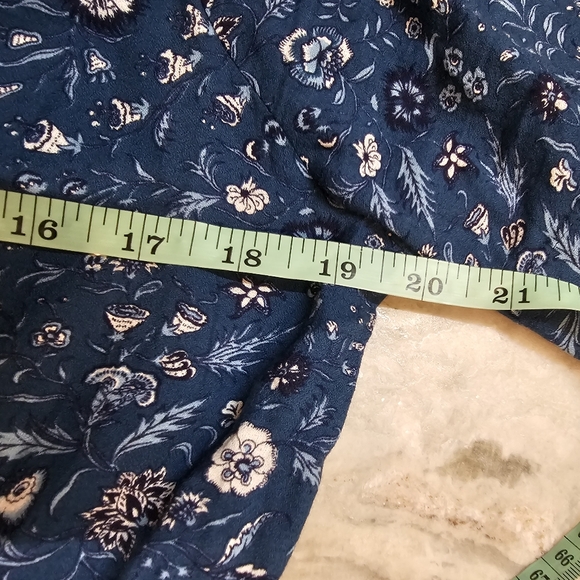 LOFT Beach Small Blue Floral 100% Cotton Surplice Romper with Keyhole Back - Picture 12 of 13